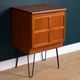 Restored Teak Retro 1960s Nathan Squares Lamp Table Cabinet Hair Pin Legs