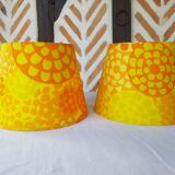 Paire d'abats jour vintage jaune orange pour suspension 1970