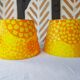 Pair of vintage yellow orange lampshade for suspension 1970
