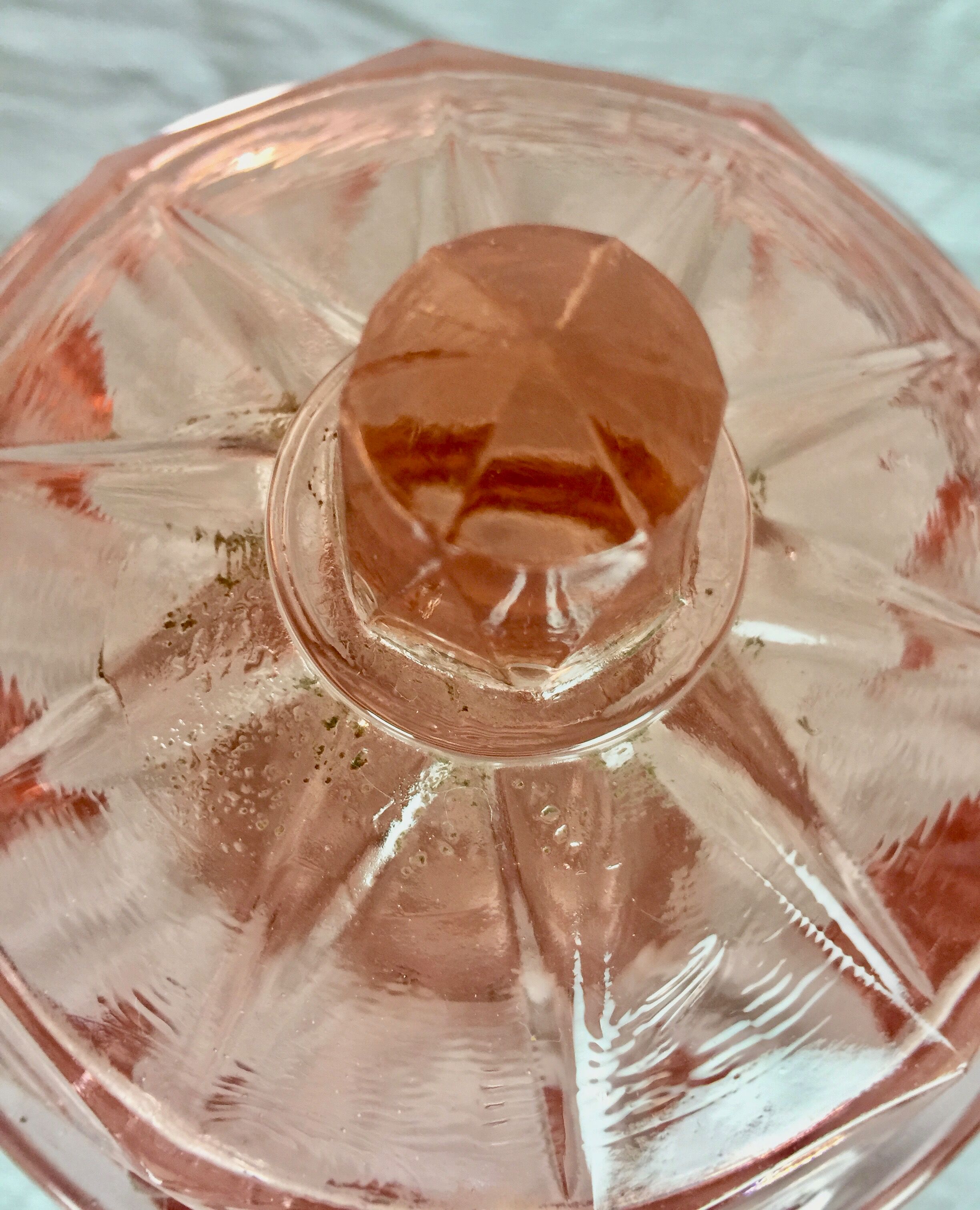 40s pink glass candy box