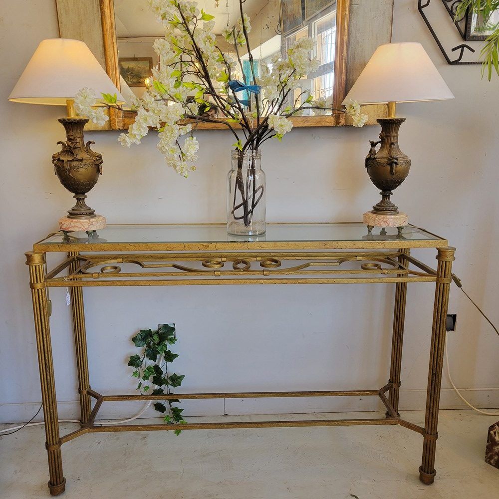 Golden metal console