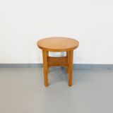 Guéridon vintage en bois clair des années 50 60