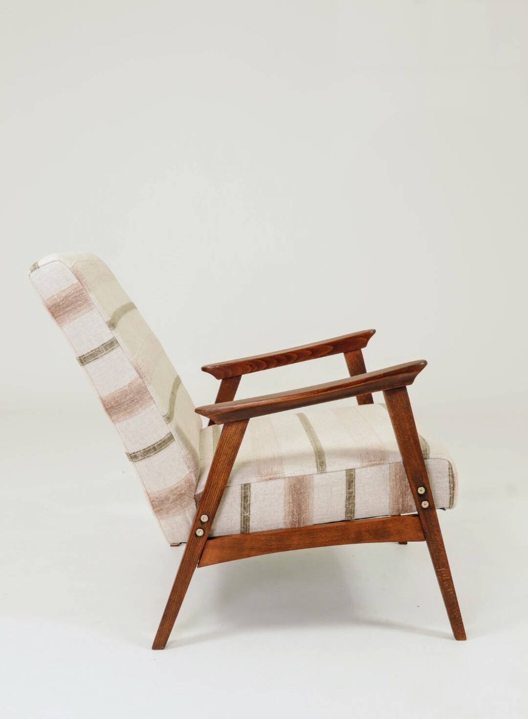 Fauteuil vintage style scandinave lin naturel 1970