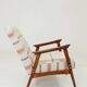 Fauteuil vintage style scandinave lin naturel 1970