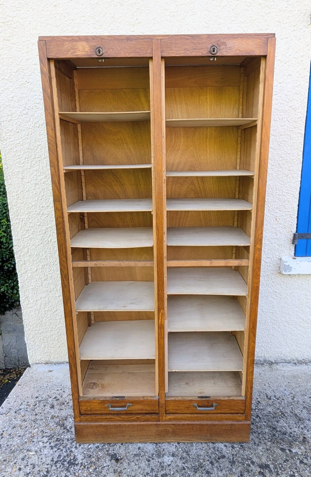 classeur double de bureau en chêne à rideaux Meuble 30 60