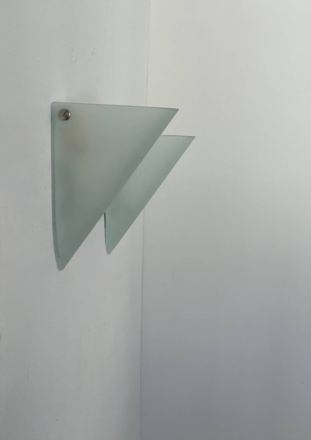 Pair of vintage wall lights, sandblasted glass, France 1970