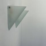 Pair of vintage wall lights, sandblasted glass, France 1970