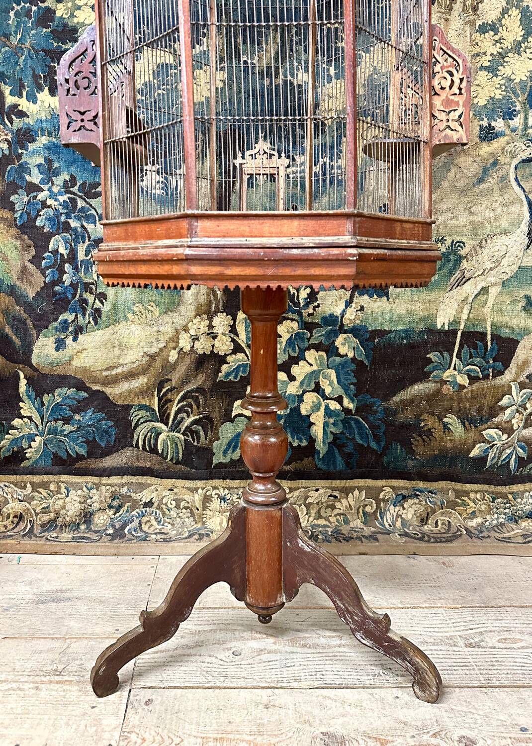 Bird Cage or Old Aviary In Carved Wood, Vintage Work Circa 1900