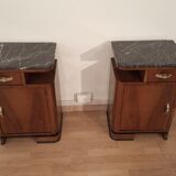 Tables de chevet italiennes Art Déco en noyer, Set de 2