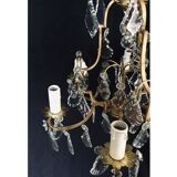 Cage chandelier 6 lights in bronze and crystal