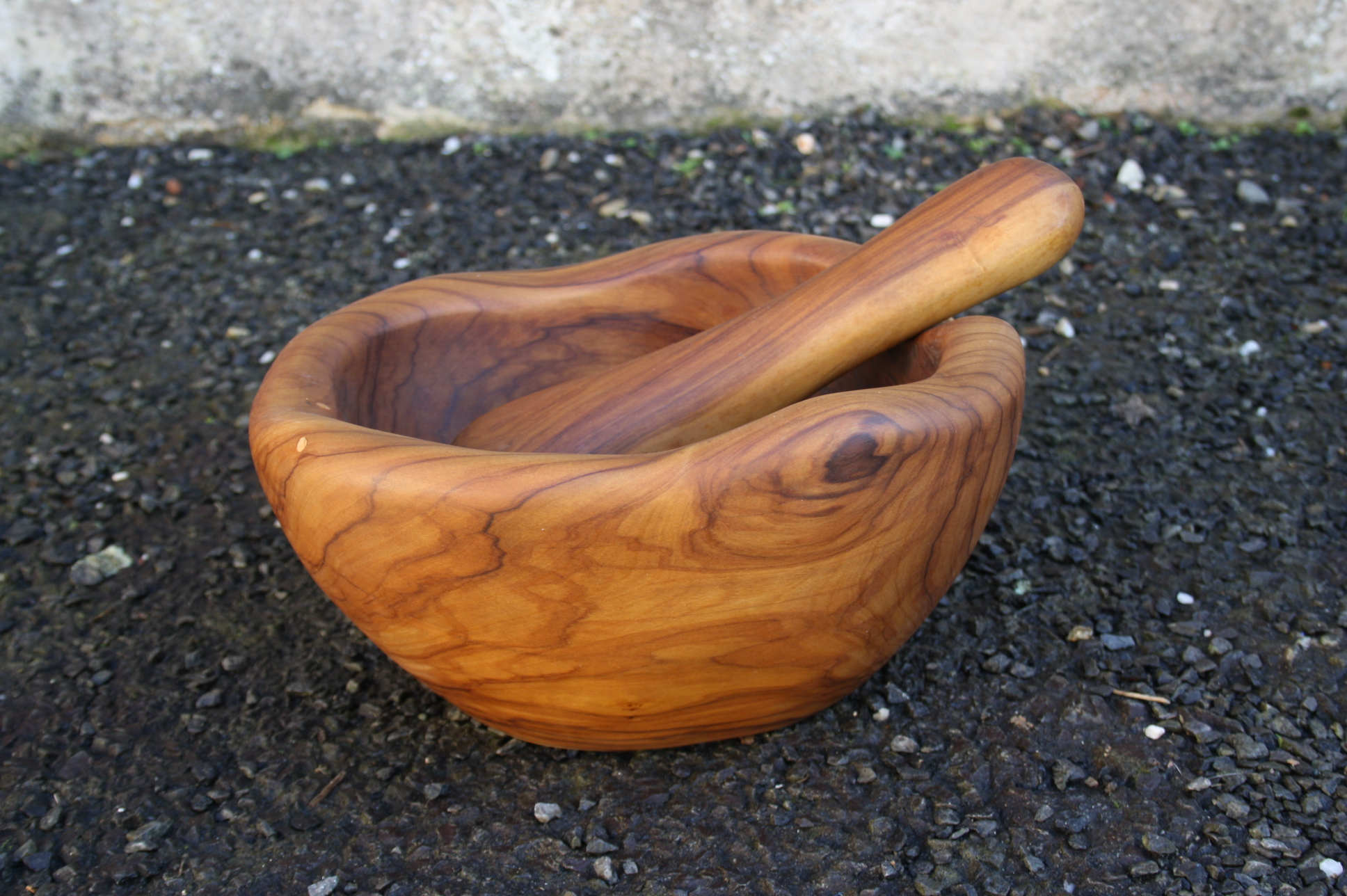Rustic olive wood mortar
