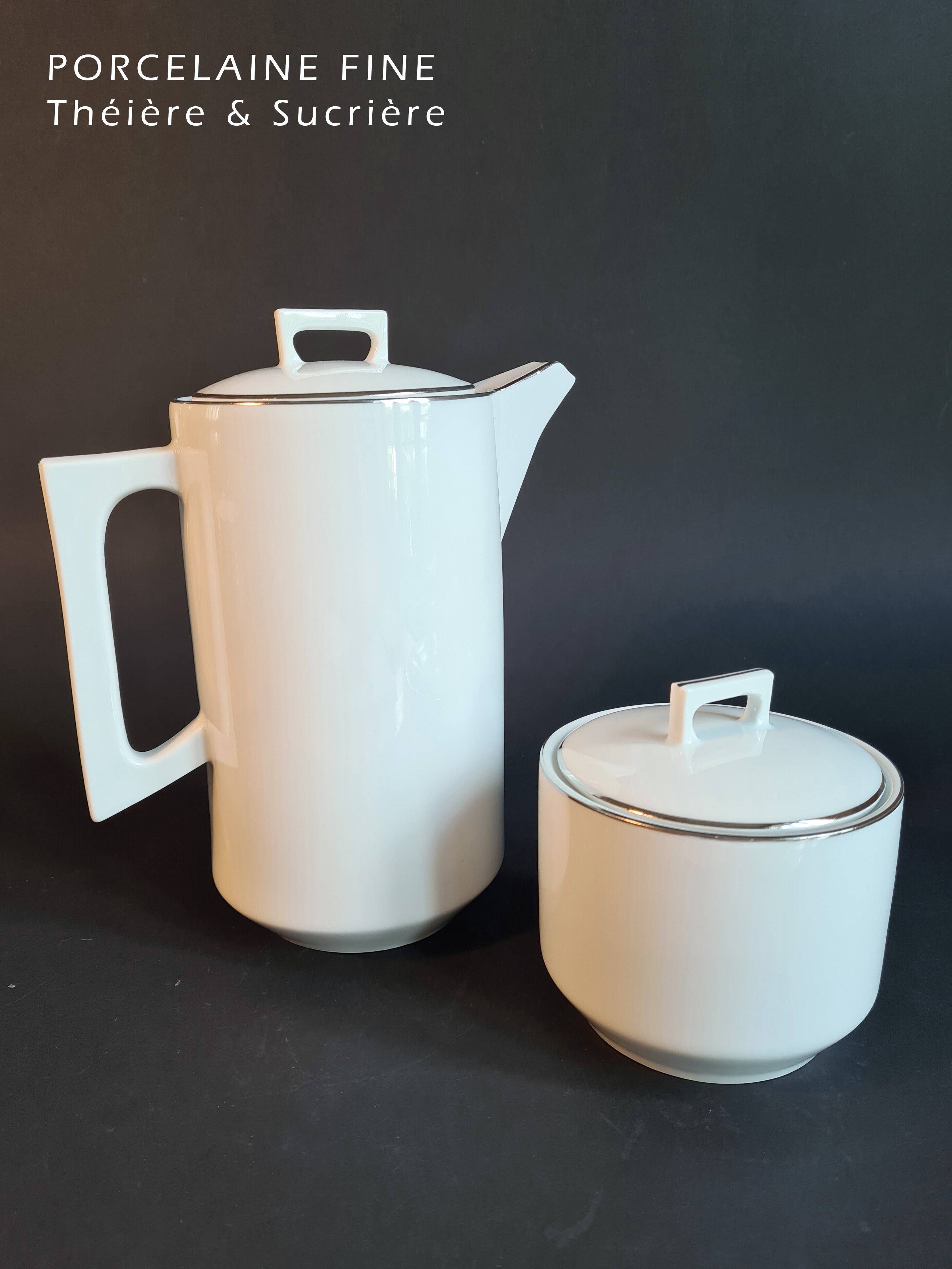 Art Deco dinner service in Fine Limoges Porcelain, signed "M&S"