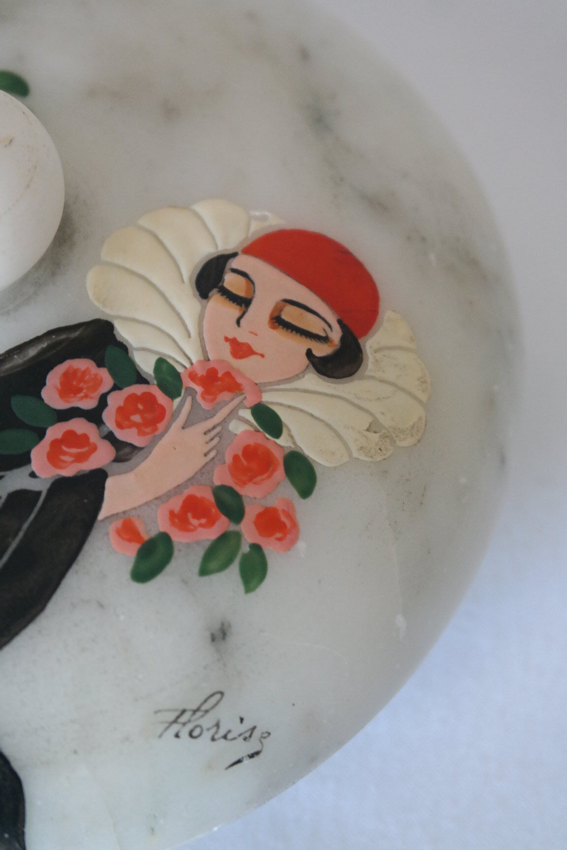 Hand-painted art deco round box