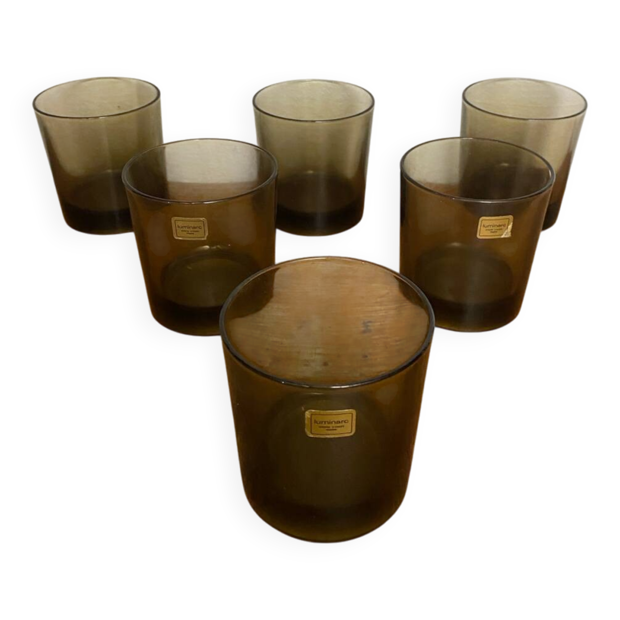 Série de 6 verres à whisky Luminarc verre moulé fumé vintage