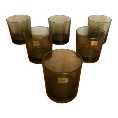 Série de 6 verres à whisky Luminarc verre moulé fumé vintage