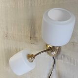 Double articulated wall light with opaline globe - 1950s/60s