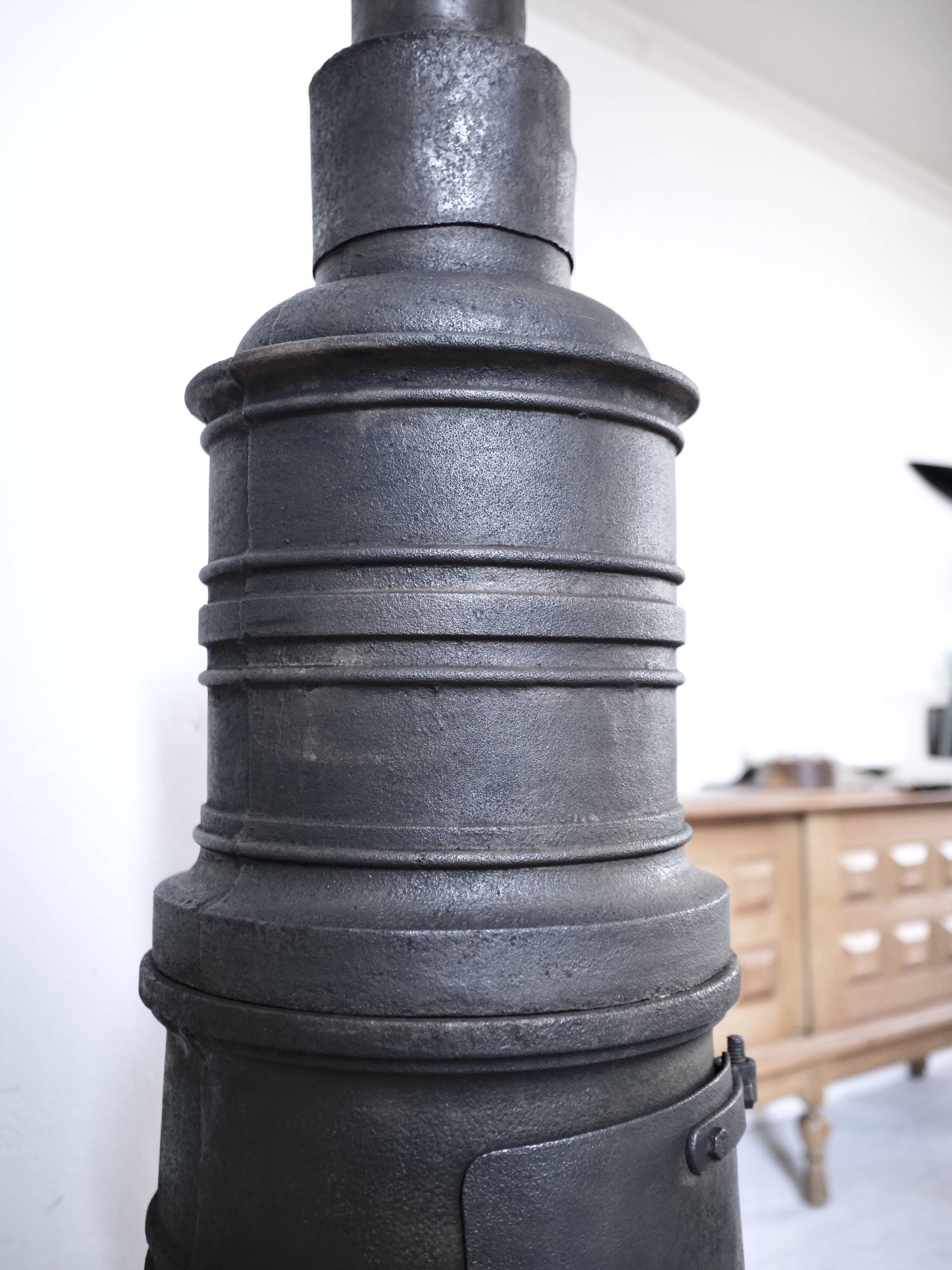 Workshop cast iron stove, late 19th century, raw wabi-sabi design.