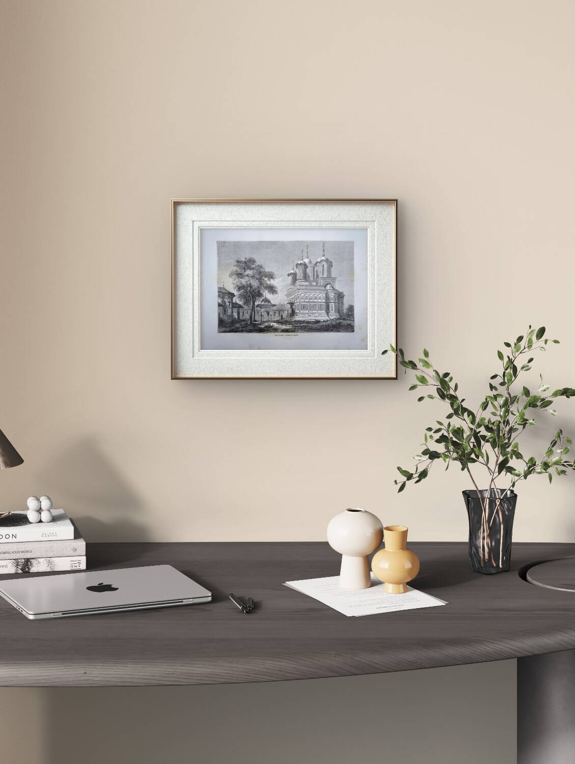 Curtea de Argeș, Romania. Printed illustration from 1866.