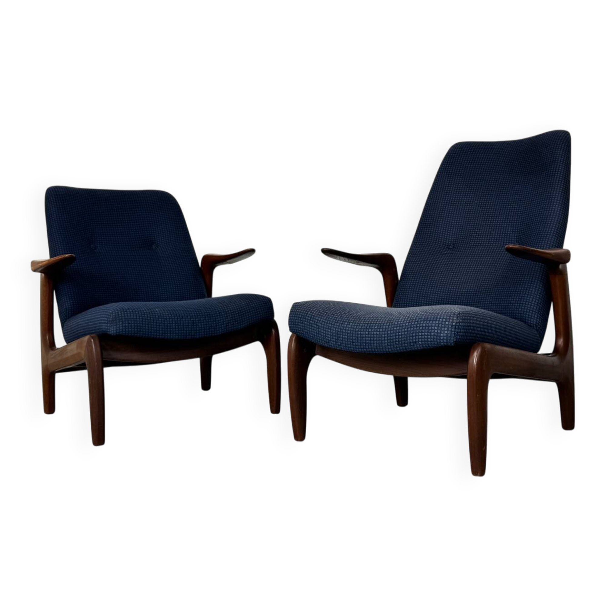 Fauteuils lounge danois en teck, style moderniste du milieu du XXe siècle, années 1960, lot de 2