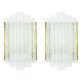 Pair of Mid-Century Ice Glass Wall Lamps from Doria, Germany, 1960s