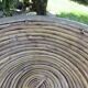 Large basket in the style of Gabriella Crespi made of bamboo and brass.