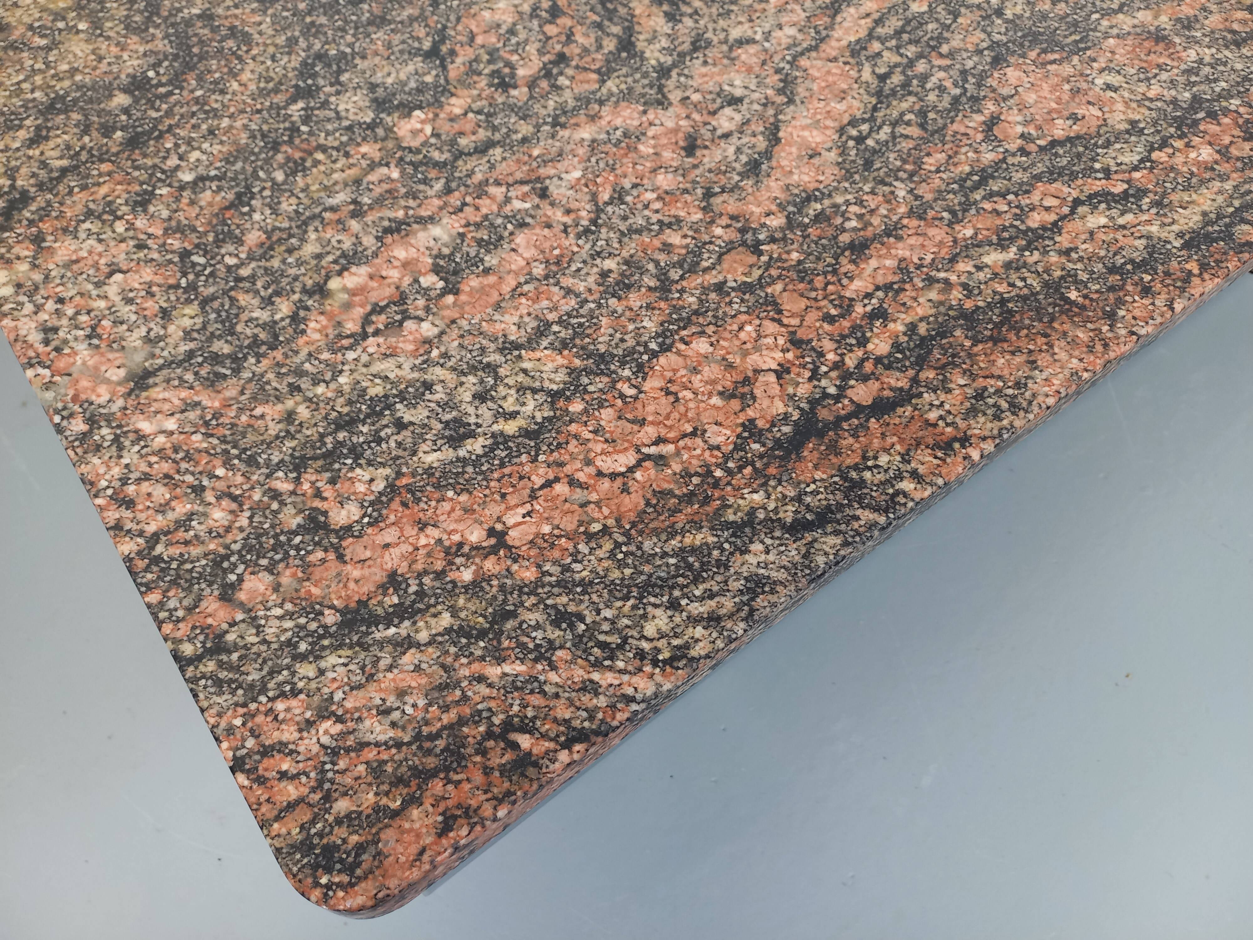 Vintage granite, chrome metal and black melamine coffee table with bar