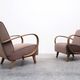 1930 Jindrich Halabala Bentwood Armchair in Dark Beige Velvet