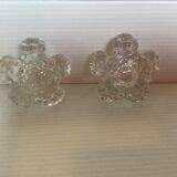 Pair of glass flower candle holders