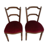 Lot 2 red velvet chairs and wood Napoleon III style