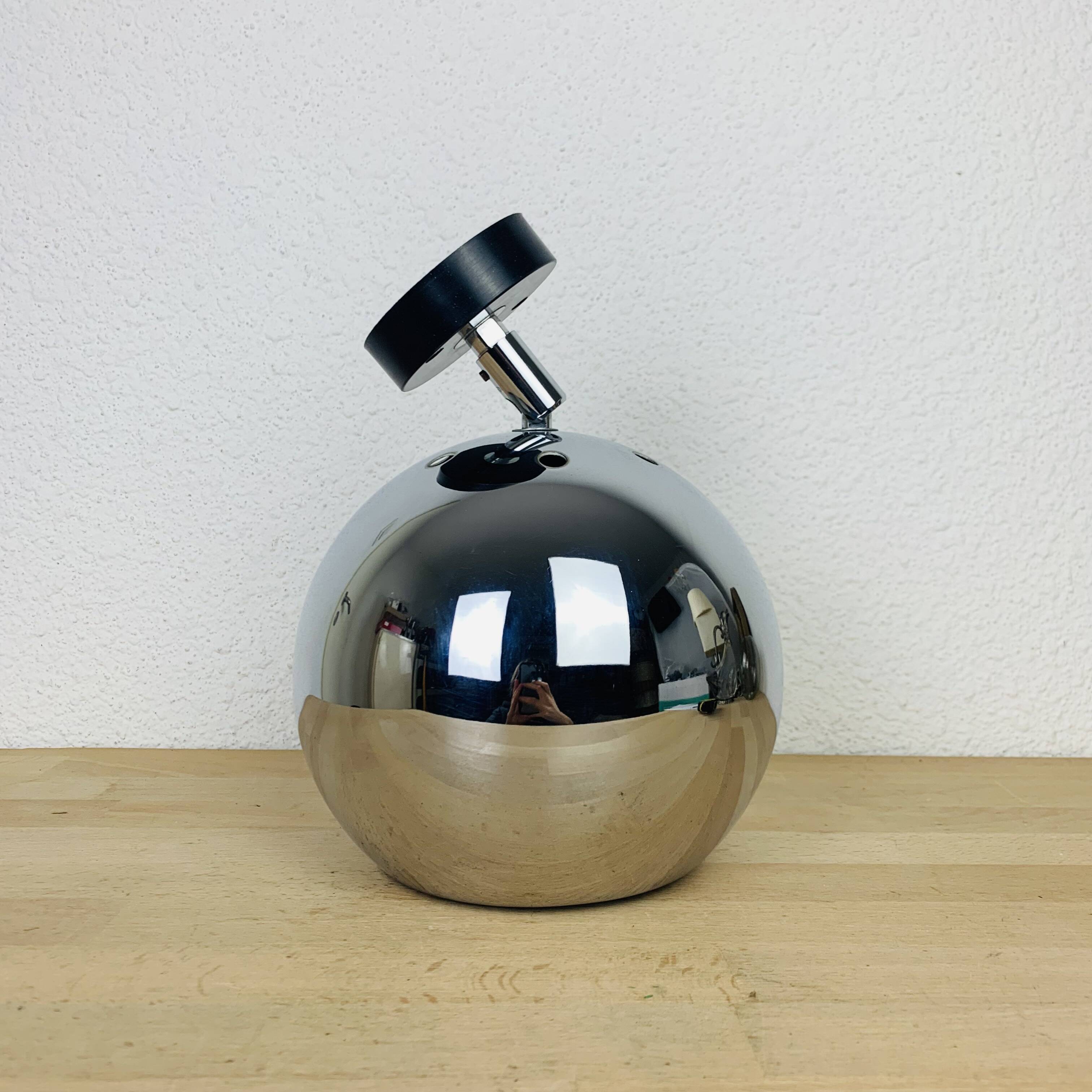 Chrome eyeball spot ceiling light Erco, 1970s