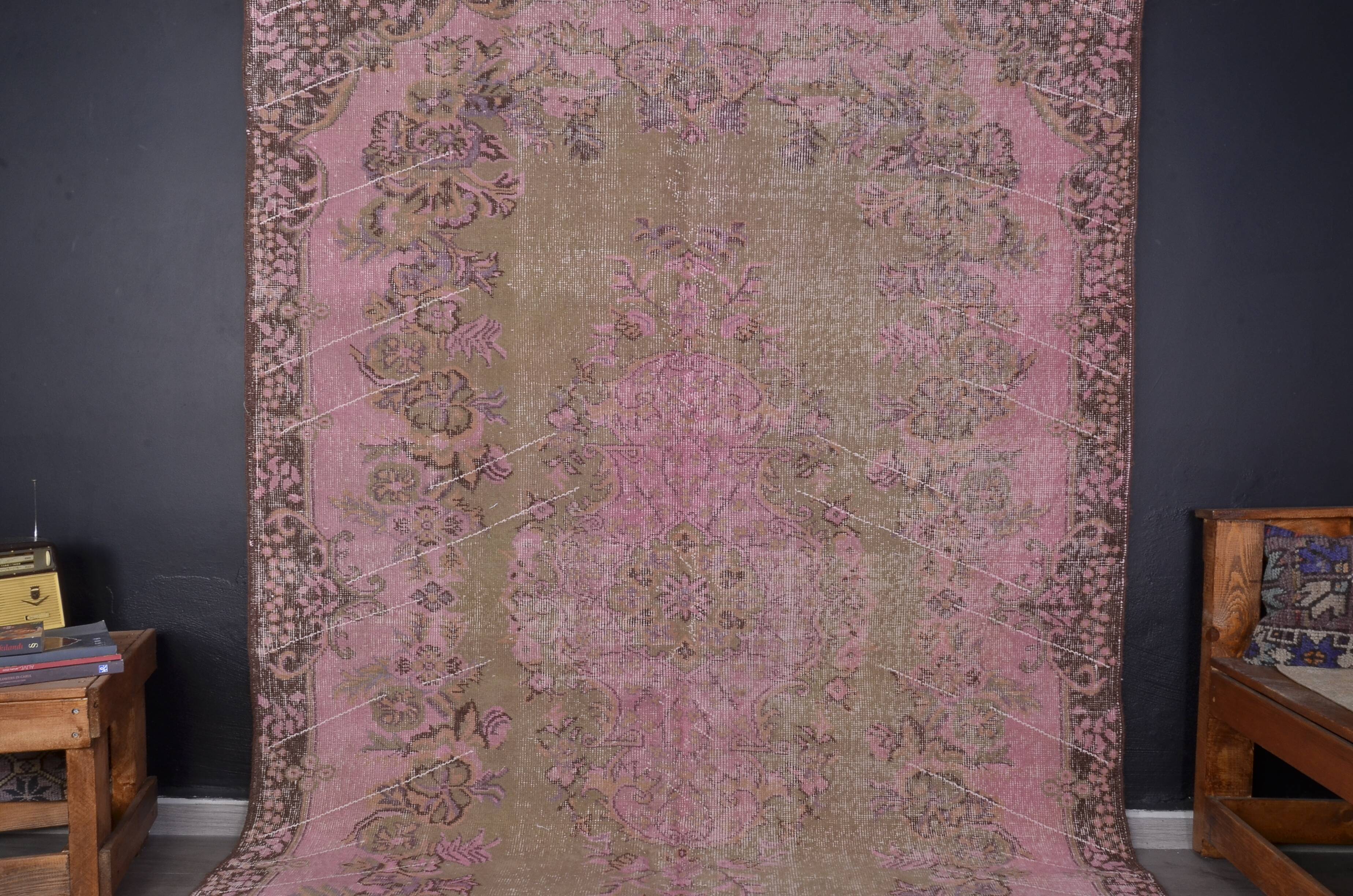 Pink Oushak Turkish Carpet sku 1915