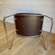 6 chrome sled armchairs Soudexvinyl brown vintage Skaï 70s