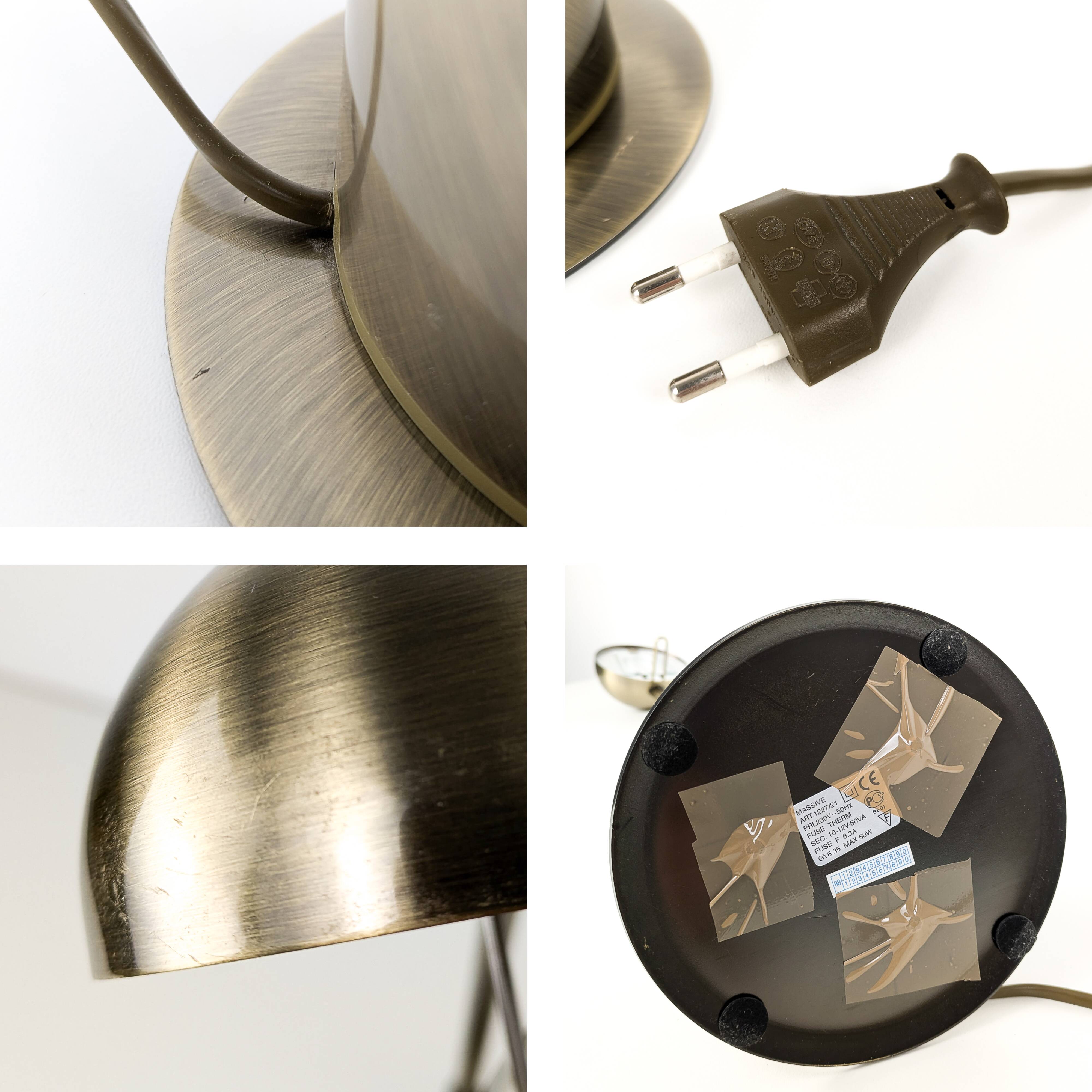 Vintage Lampe de table laiton Col de cygne Lampe de chevet Or Brossé réglable Rétro Mid Century Lamp