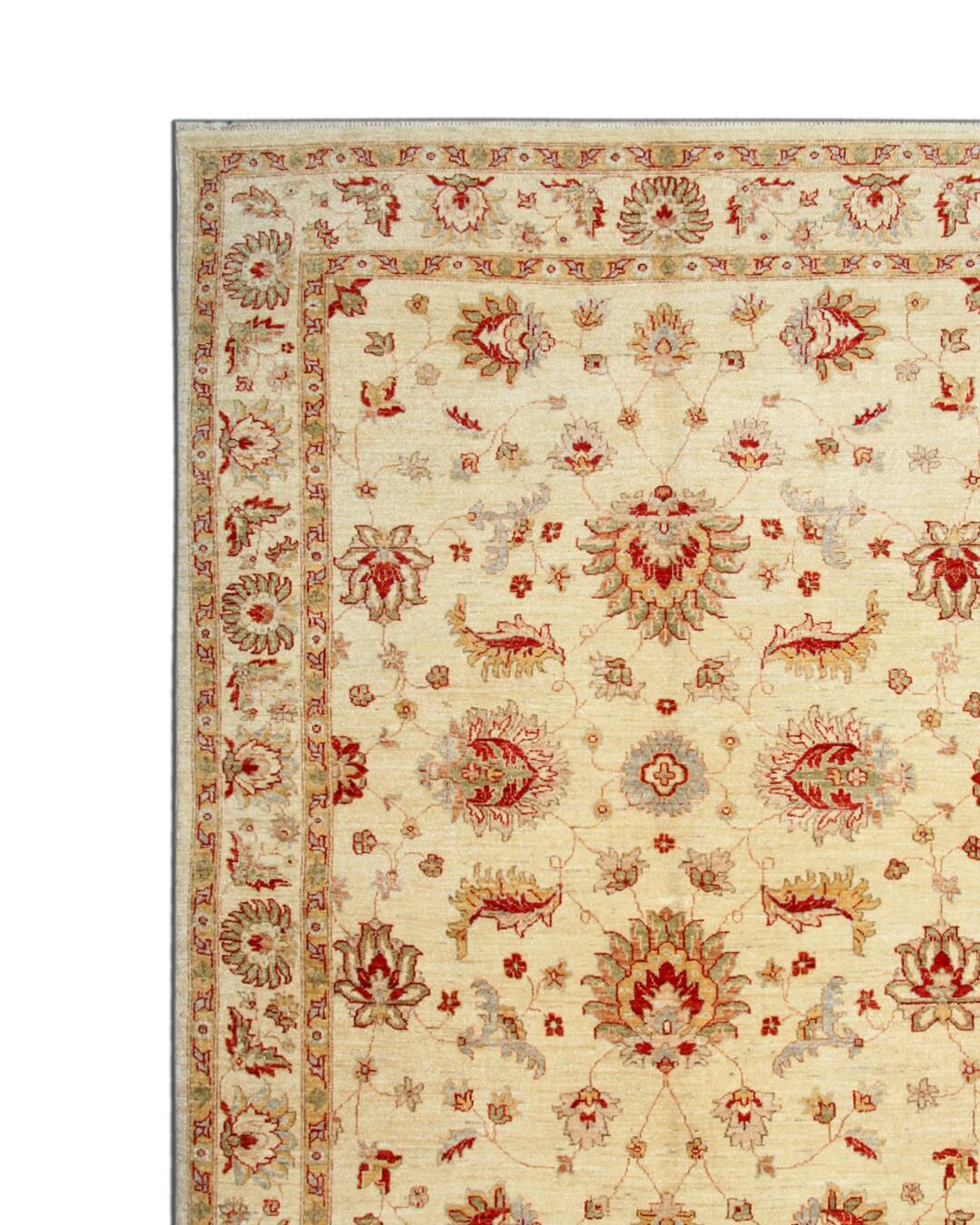 Handmade Cream Wool Floral Rug, Modern Oriental Living Room Carpet 176x228
