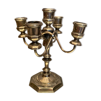 Regency-style 4-spoke metal chandelier with silver patina