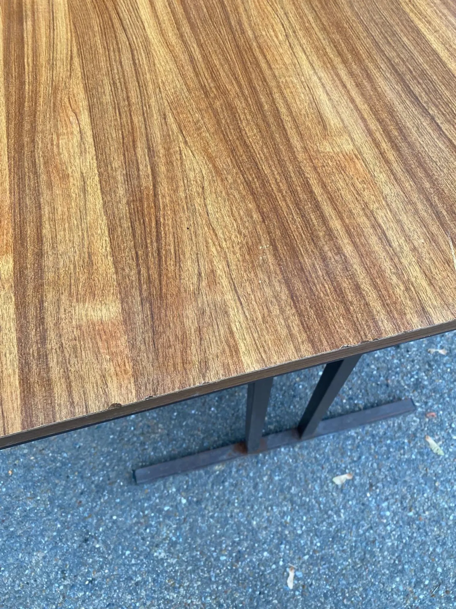 Mid-Century wooden and steel folding table brown 1970 120x70cm