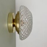 Vintage glass globe wall or ceiling light with diamond point.