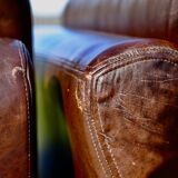 Modular sofa made up of 3 leather armchairs. Circa 1970