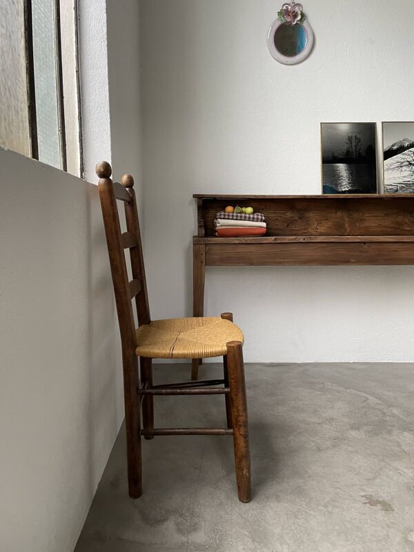 Chaise rustique paille chêne