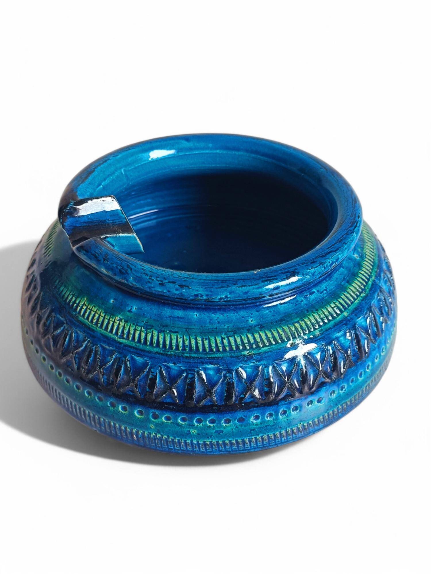 Bitossi Large Ashtray by Aldo Londi, Rimini Blu Ceramic, Italy, 1960s