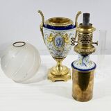 Lampe à pétrole en faïence, époque Napoléon III, milieu XIXème