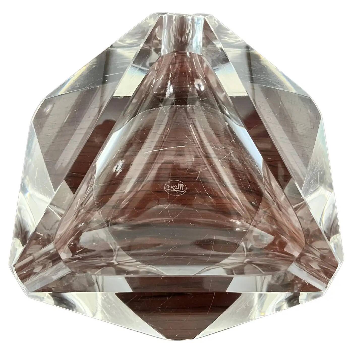 Cendrier en verre artistique bohémien par Vaclav Hanus pour Moser, années 1960.