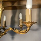 Lustre vintage en laiton doré à 6 feux - Style classique