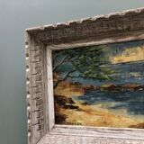 Landscape painting of the Mediterranean signed Naudon