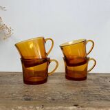 4 amber Duralex cups