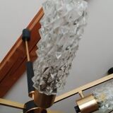 Arlus vintage brass and glass chandelier 6 lights