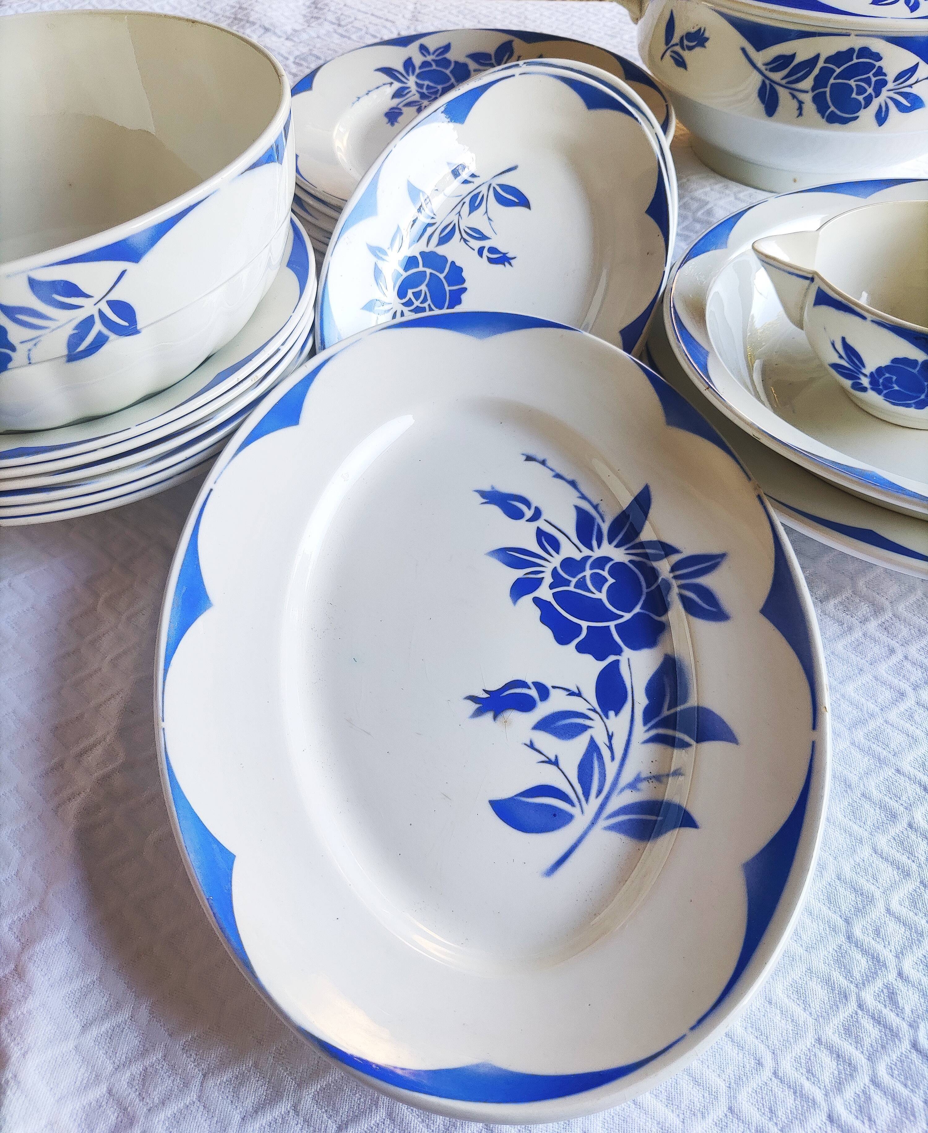 Table service Digoin Sarreguemines - blue and white