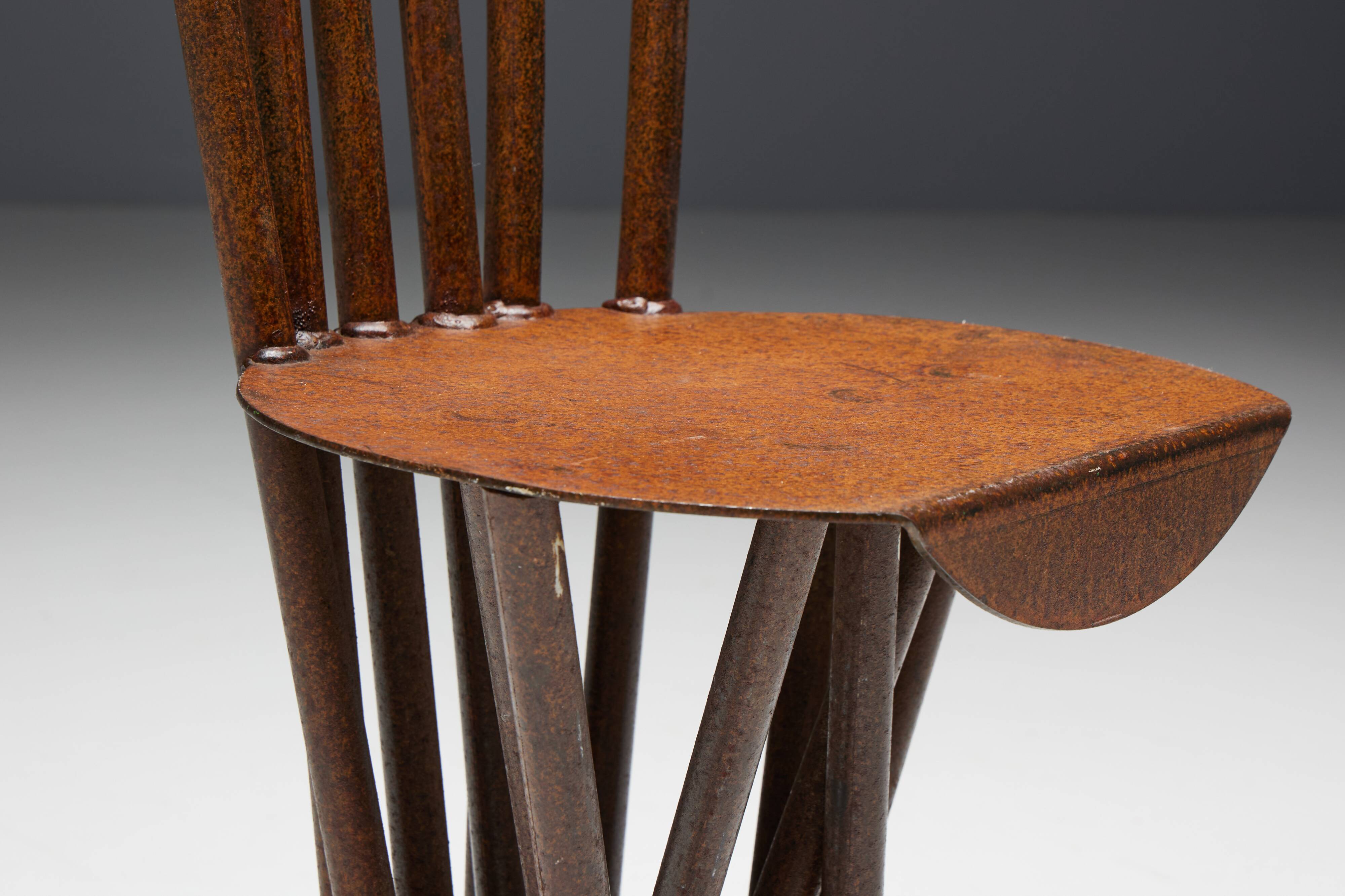 Industrial Wabi Sabi Primitive Chairs, France, 1950s