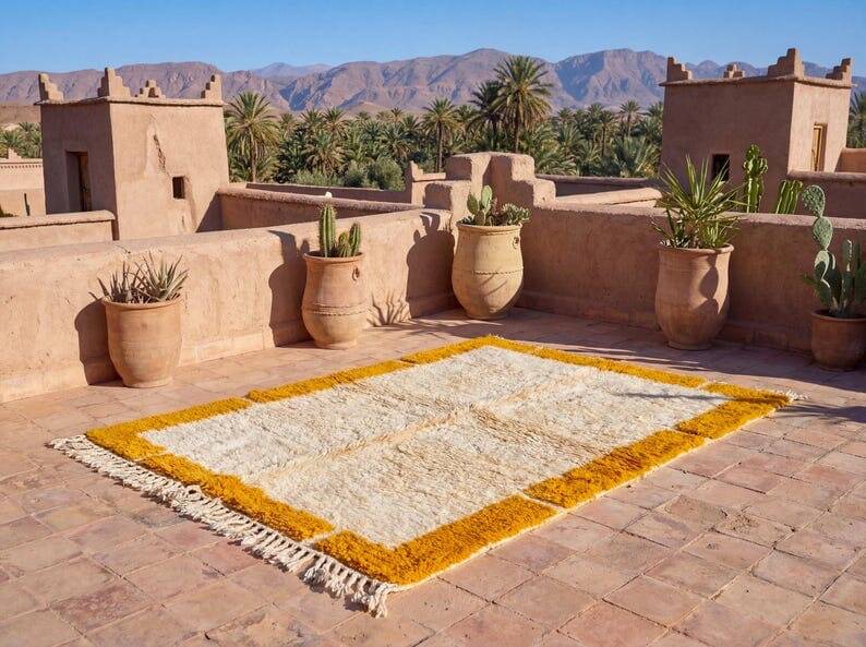 Traditional handmade pure wool Berber rug size 250x250 cm