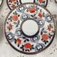 Set of 6 Japanese dessert plates with red, midnight blue and gold decor